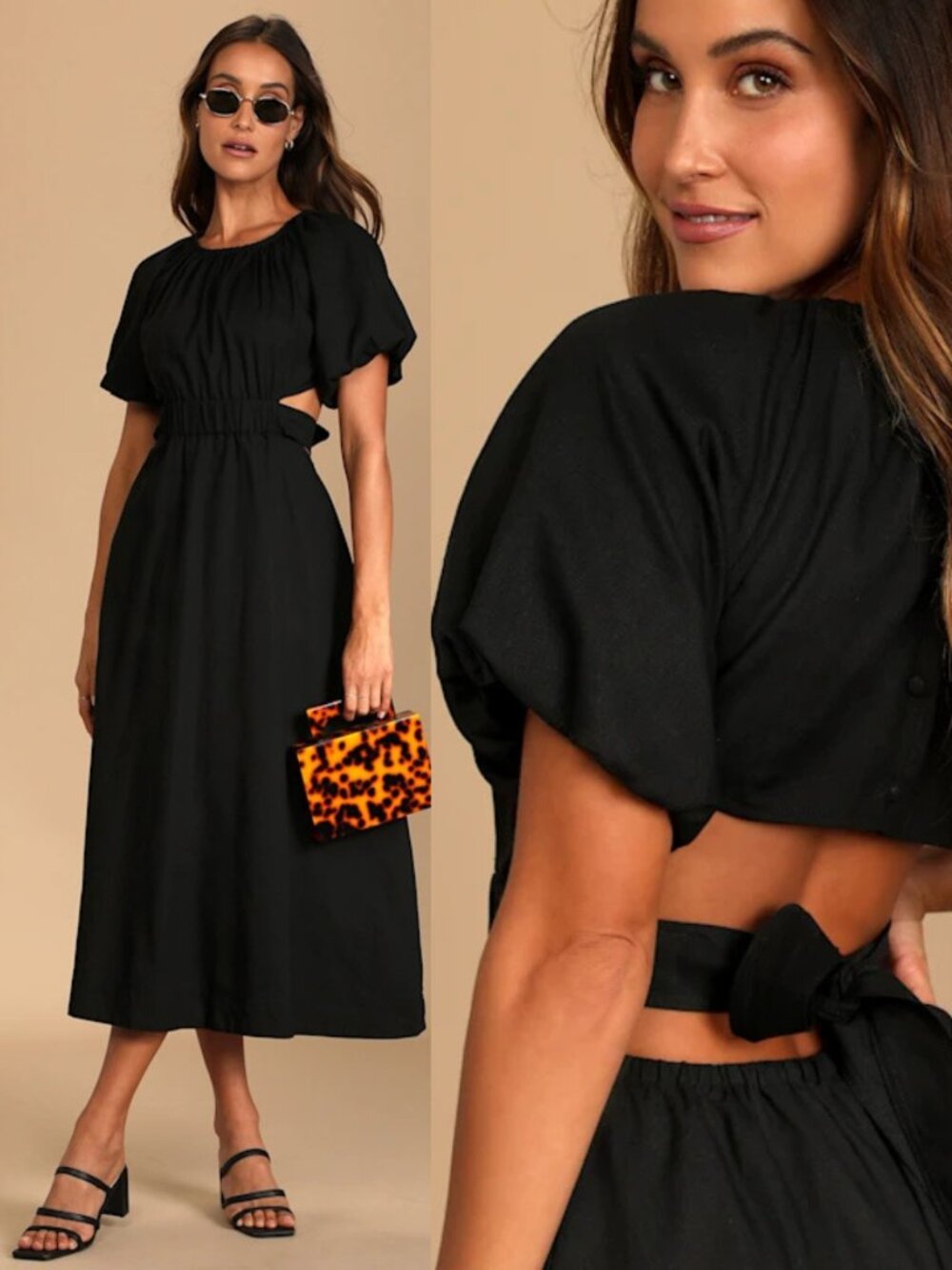 Lulus Commemoration Black Puff Sleeve Cutout Maxi Dress Romantic Gothic S